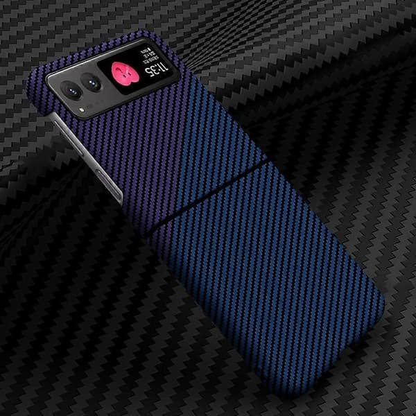 Kompatibel med Motorola Razr 40 5G Kolfibertextur Hårt PC Telefonskal Fallsäkert Mobilskal - Perfet Blue+Purple