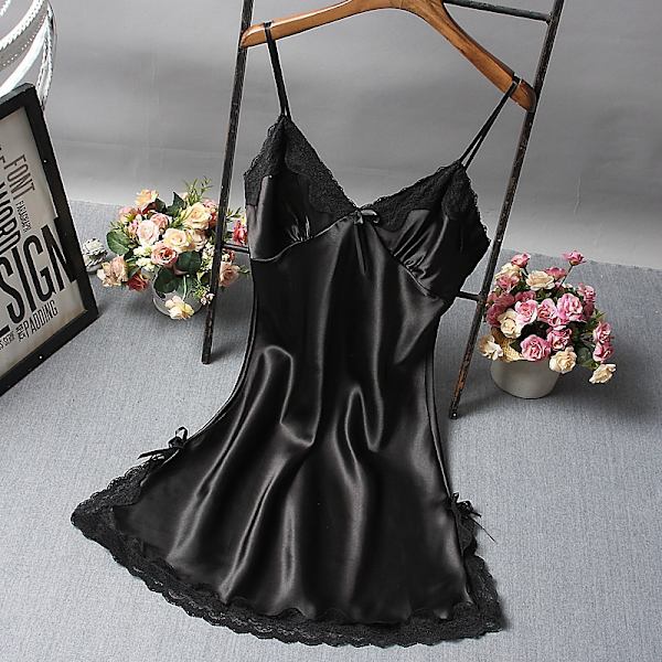 Bowknot Transparent Sexig Underkläder Spets Tyll Hollow Suspender Black- Perfet Black M