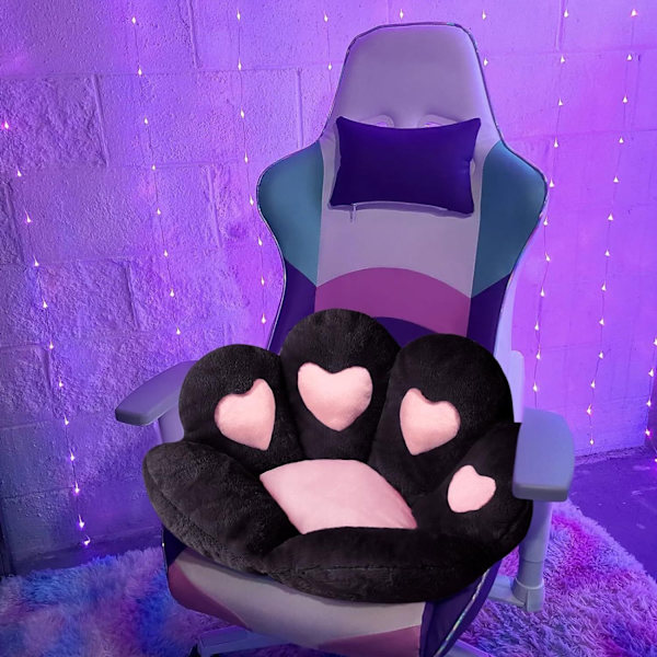 Cat's Paw Cushion Kawaii Chair Cushion 69,8 x 59,9 cm Sweet Heart Sittdyna Bekväm Lazy Boy Soffa Kontor för spelstol Svart- Perfet