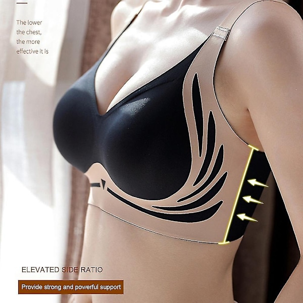 Lifting Anti-Sagging Trådlös Push-Up BH Maskintvättbar Komfortunderkläder för Matchande Kläder-Perfet Milky White XL