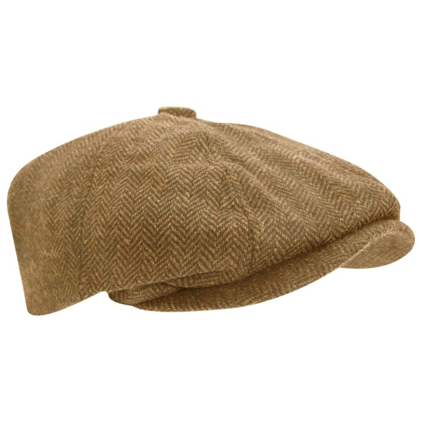 Herr Wool Blend Herringbone 8 Panel Newsboy Cap - Perfet Beige 59cm