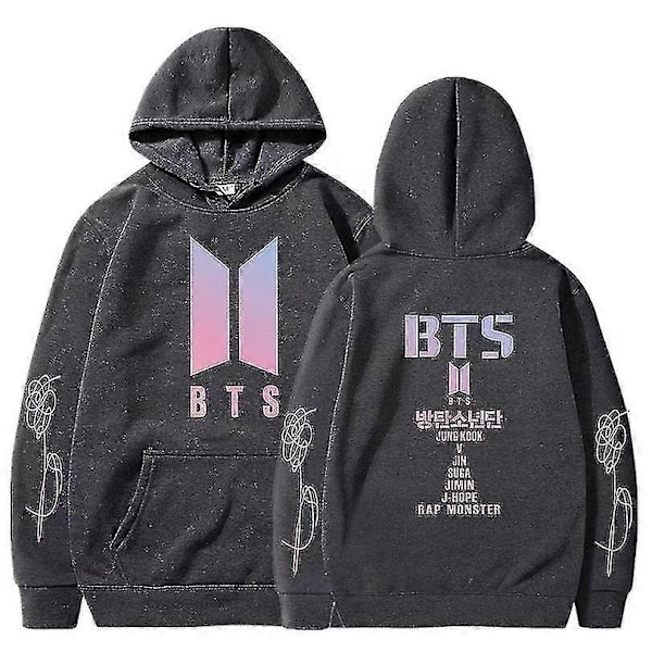 BTS Unisex Huvtröja med Huva Casual Hoodie Cosplay Jacka Topp V-Perfet dark grey 2XL