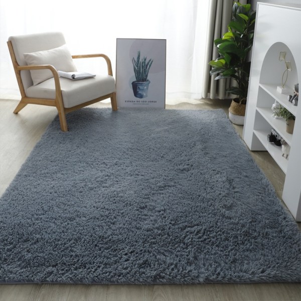 ullteppe plysj stue soverom seng filt gulvmatte Sølvgrå- Perfet Silver gray 80*200cm