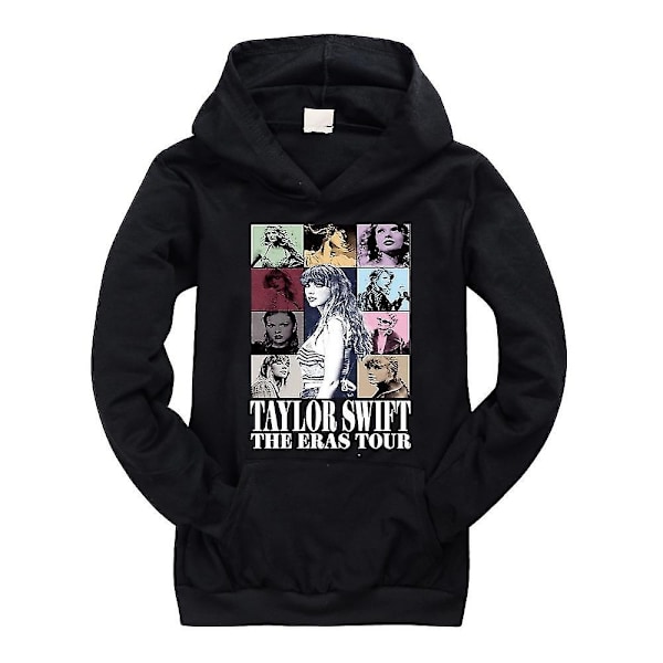 9-14 år Taylor Swift The Eras Tour Hoodie Genseren Trykt Lang Ermet Casual Løstsittende Pullover Hoodie Topper Barn Gutter Jenter-Perfet black 9-10 years old