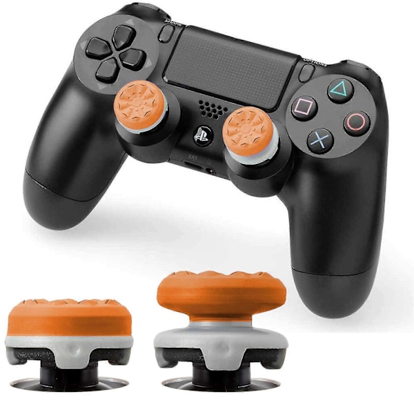 2 st Joystickgrepp för PS5 PS4-handkontroll, Silikon Tumgrepp Kåpor Skydd Analog Spak för Playstation 5, Playstation 4-handkontroll - Perfekt Orange