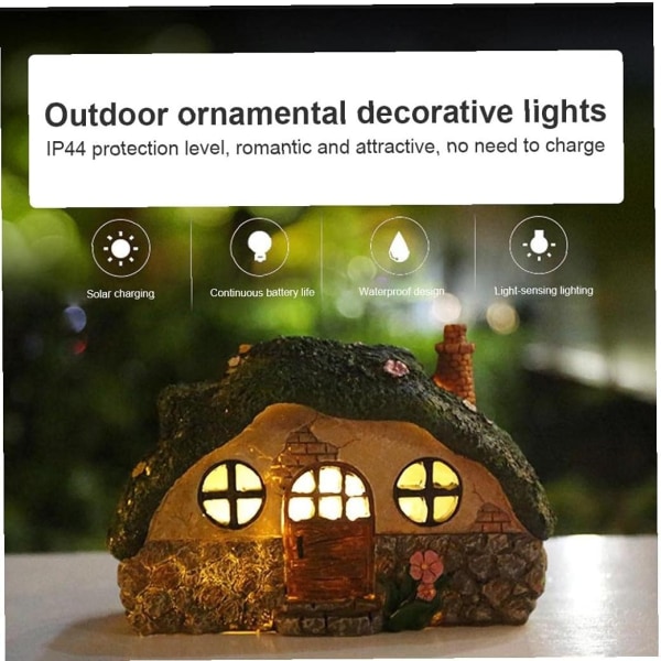 Garden Fairy House aurinko-LED-valo vedenpitävä hartsipuutarha - täydellinen