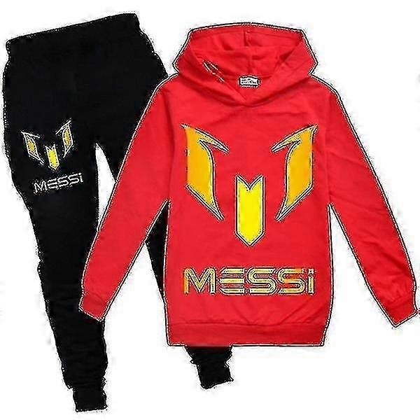 Barnens Messi avslappnade hoodie-byxor set pojkar flickor hoodie-byxor sportkläder set - Perfet EDIT 3-4 years old-110cm