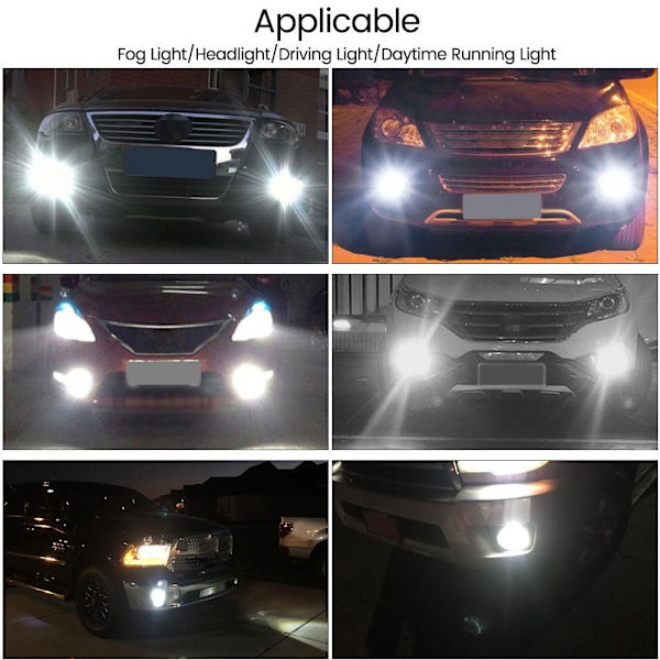 H16 H11 H9 H8 LED-strålkastarlampa - Brilliant 6000K Vit 7000Lm - Perfet