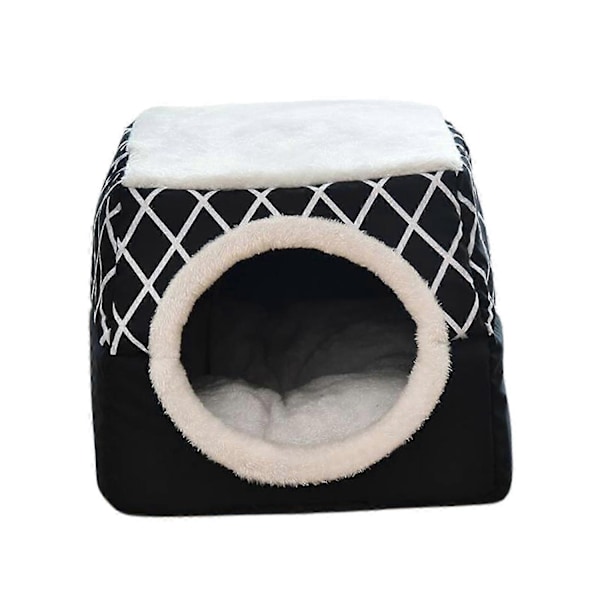 & för Innekatter - Tvättbar Liten Djurbädd Kattält - Övertäckt Grotta & för Innekatter - Perfekt Black XL