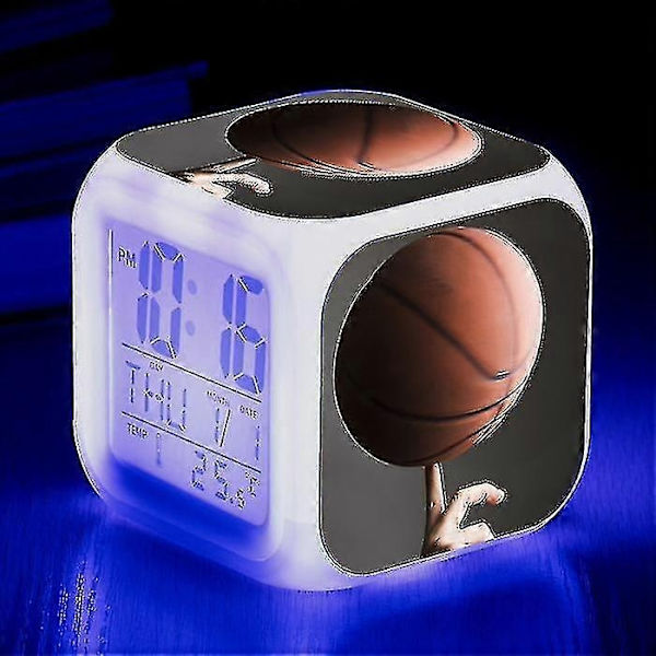 Basketbollväckarklocka 7 Färgförändring Multifunktionell Noctilucence Elektronisk Klocka Barn Väckarklocka för Tw-Perfet Green