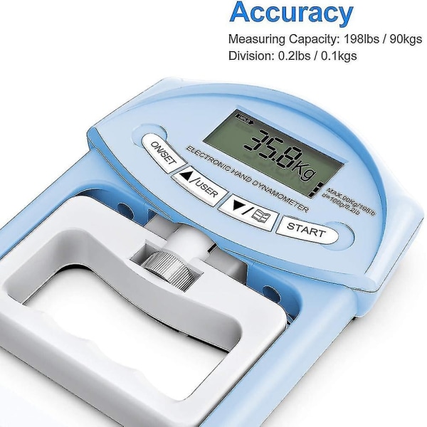 Digital handdynamometer, greppstyrkemätare, blå - Perfet