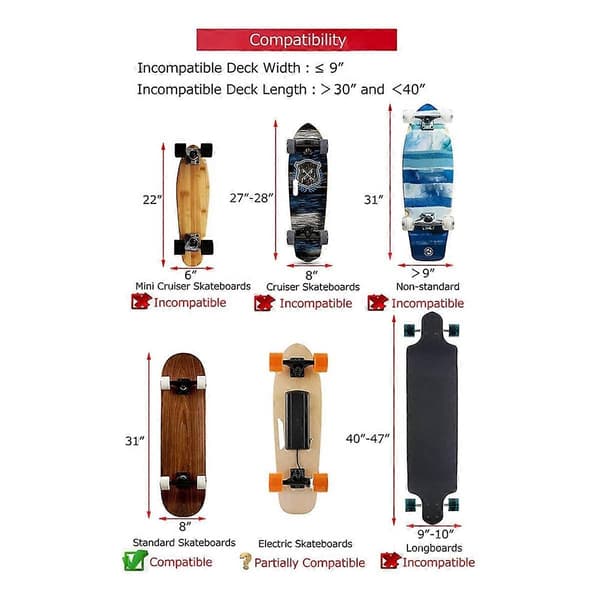 Skateboard Ryggsekker for Menn og Gutter med Refleksstripe, Svart-Perfet