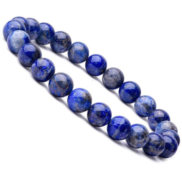 Natural 8mm Lapis Lazuli Beads Armband Unisex elastisk armring - Perfet Blue