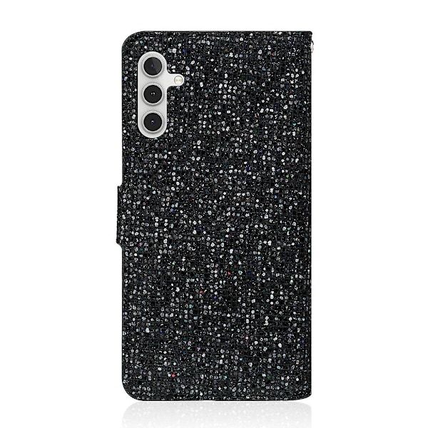 Glitter Puder Läderfodral Kompatibelt med Samsung Galaxy A15 5G-Perfet Black
