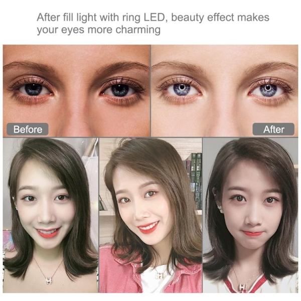 LED-rengaslamppu / Ring Selfie -lamppu / Pöytäteline - 12 cm - Perfet