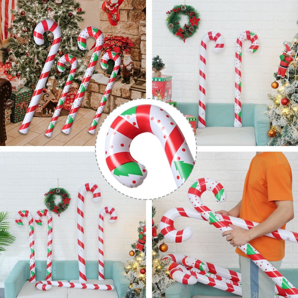 Christmas Candy Cane Santa Claus Walking Stick 90CM-RED - Perfet