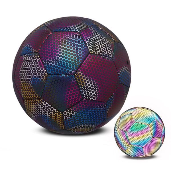 Reflekterende Fodbold, Lysende Fodbold, Reflekterende Fodbold, Glød I Mørket Fodbold, PU Lysende Fodbold - Perfekt Multicolor  Black 5