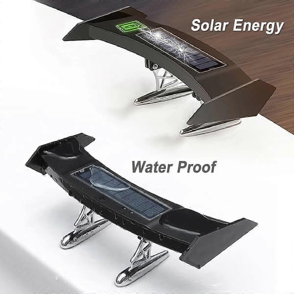 Mini Liten Solarbil LED Bakspoiler Vinge GT Stil Bil Varsellampe Blinklys 4 Moduser Dekorasjon-Perfet