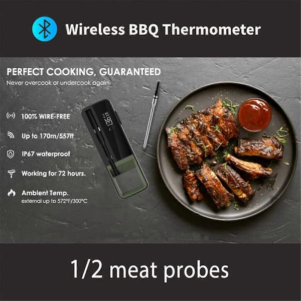 Trådløst Mad Kød Termometer Smart Digital Bluetooth BBQ Termometer til Køkken Madlavning Ovn Grill-Perfet 2 Probes