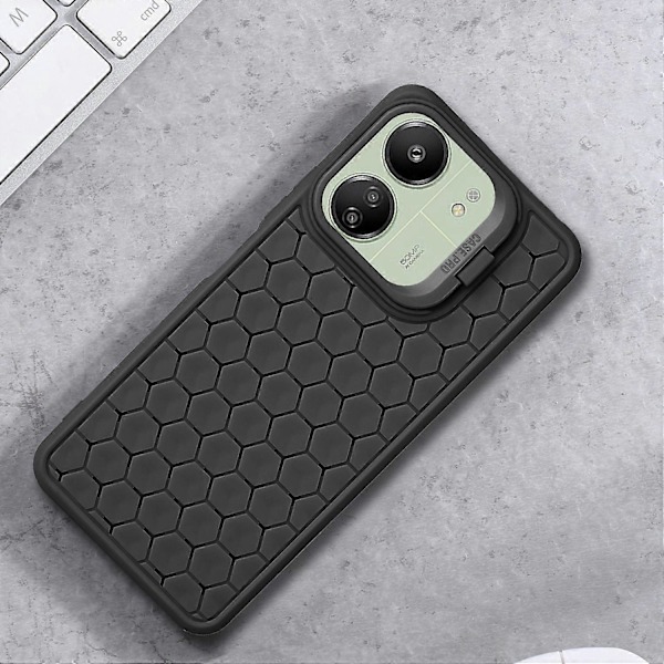 Hunajakennorakenteinen TPU-puhelinkotelo yhteensopiva Xiaomi Redmi 13C - Perfetin kanssa Black