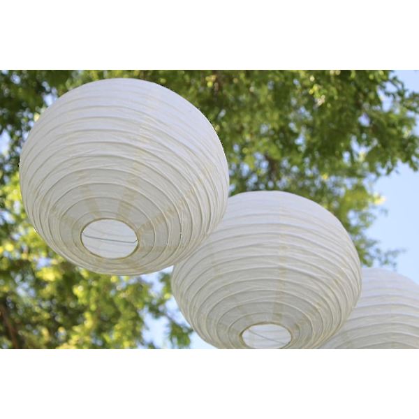 12 stk Papirlykter Multifargede Dekorative Runde Papirlykter for Festivalfest Jubileum med 4 Størrelser - Perfekt Ivory White