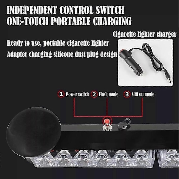 Auton vahva magneettinen taskulamppu, 6 LED auton hätävaroitusvalot tavaratilaan - Täydellinen red blue with remote