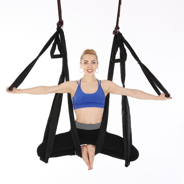 Aerial Yoga Hængekøje, Yoga Swing, Air Fly Hængekøje Sæt, Sort - Perfet