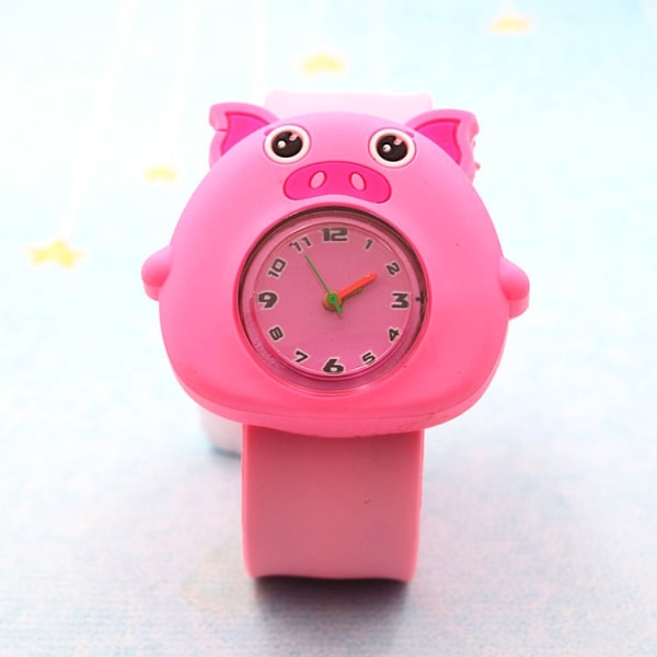 Tegneserie barneklokker Klokke som indikerer Quartz elektronisk armbåndsur (Big Flying Pig (Powder) - Perfet