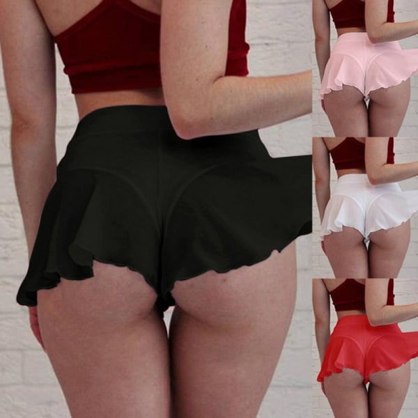 Mode Shorts Kvinder Nederdele Bukser Højtaljet Pole Dance Ruffled - Perfet Pink&XL