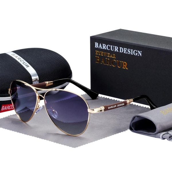 BARCUR Design Solglasögon Titanium Alloy Polarized Solglasögon för män Kvinnor Pilot Gradient Glasögon Cover Oculos De Sol Guld Gradient Grå-Perfet Gold Gradient Gray BARCUR