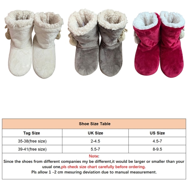 Bløde tøfler til kvinder Plysvarmere indendørs ankelstøvler - Perfet Red,35-38