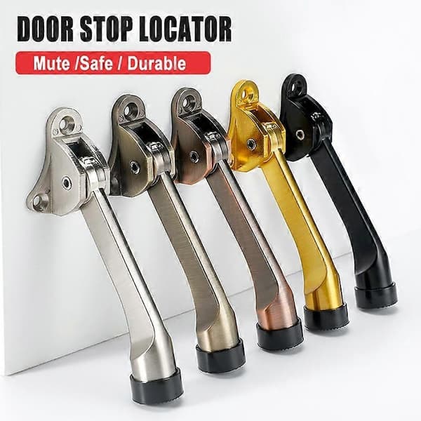 Kickdown Dørstopper Premium Holder Kraftig Metall Kickstand for Hjem Tunge Dører - Perfekt Brushed Silver