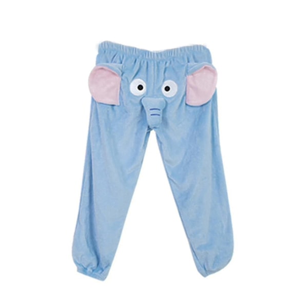 Sjove Elefant Bukser til Kvinder og Mænd - Loungewear til Hjemmet - Bløde Par Pyjamasbukser - Gave til Kæresten - Perfekt Blue XL