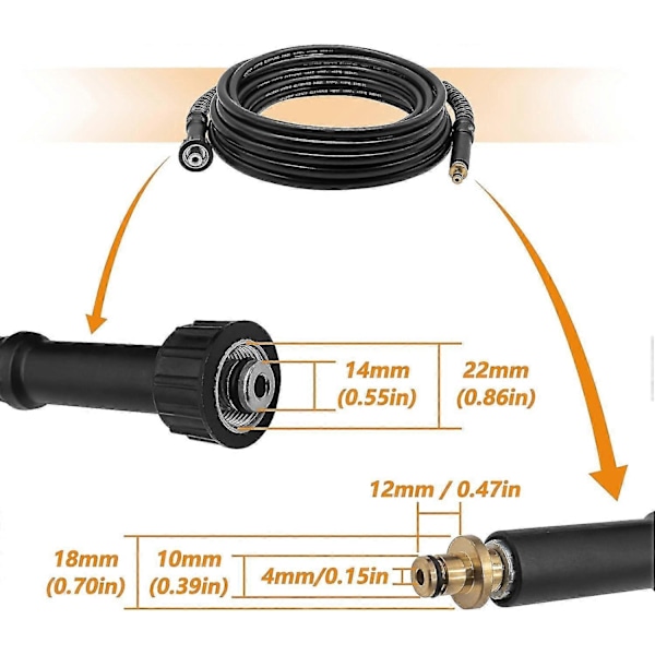 6m højtryksvaskerslange, m22 (14mm) tilslutning, til Karcher K2 (gammel model - Perfet