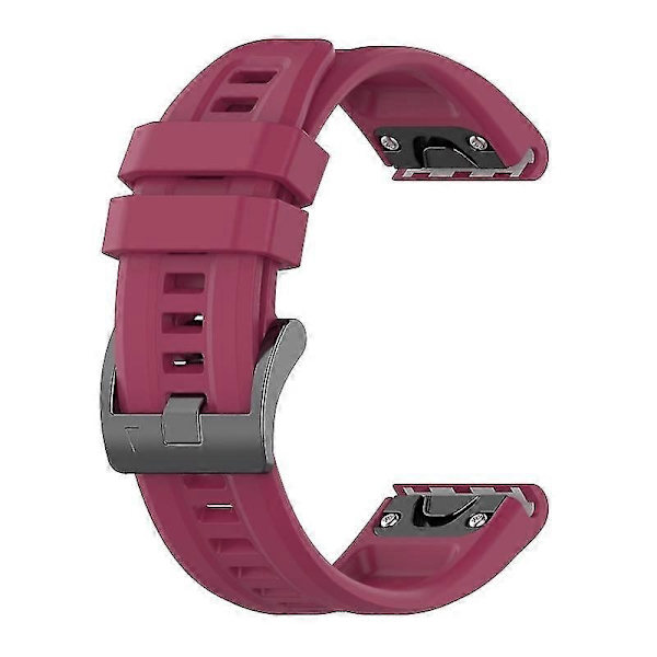 Silikonarmband 26mm för Garmin Fenix 7x/6x/5x Klocka Rem Loop Armband - Perfekt Wine red