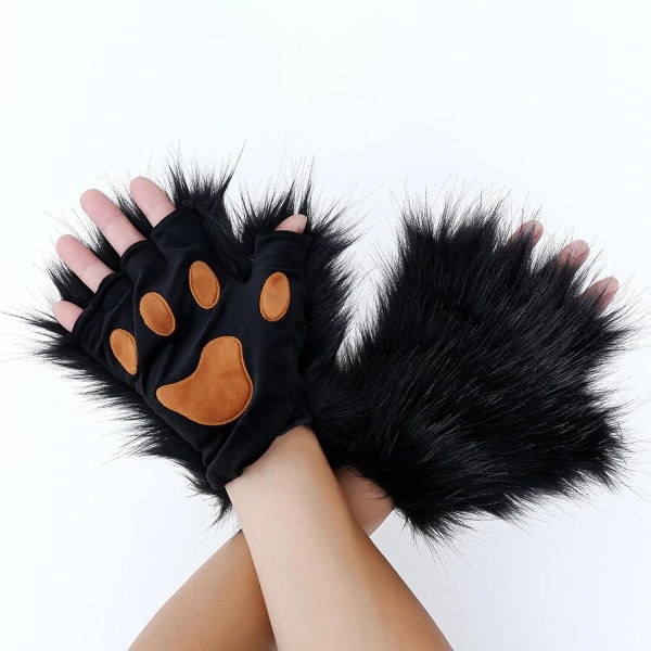 Faux Fur Cat Claw Gloves: Halloween & Christmas Cosplay-tilbehør