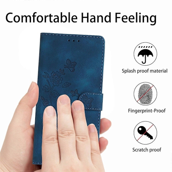 Kompatibel med Samsung Galaxy A56 5G Fodral Läder Präglat Blommigt Telefonskal Plånbok med Handledsrem - Perfekt Style A