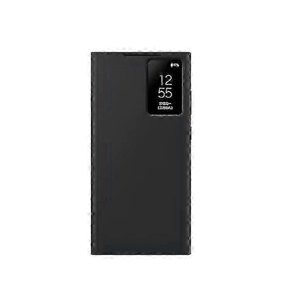 Kompatibel med Galaxy S23 Ultra Plånboksfodral, Skyddande Skal med Kortfack, Finger Tap Klar Fönster, Svart-Perfet Chip smart model