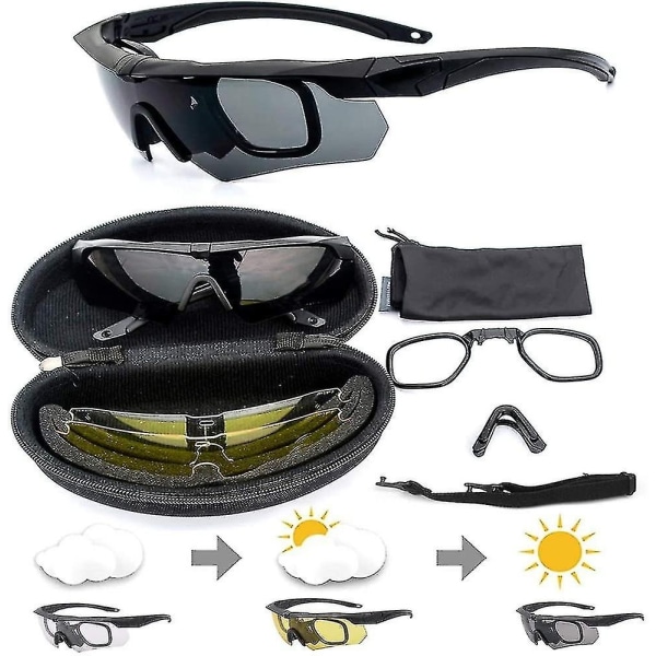 Militære skuddsikre briller utendørs taktiske briller Skyting Cs Riding Fjellklatring Polarisert trippellinse - Perfet