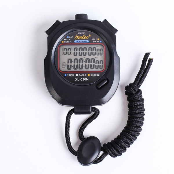 Professional Digital Sport Stoppur Timer, 2 Rader 10 Minne, Nedräkningslarm, Batteri + Hängare, PC2810 - Perfet