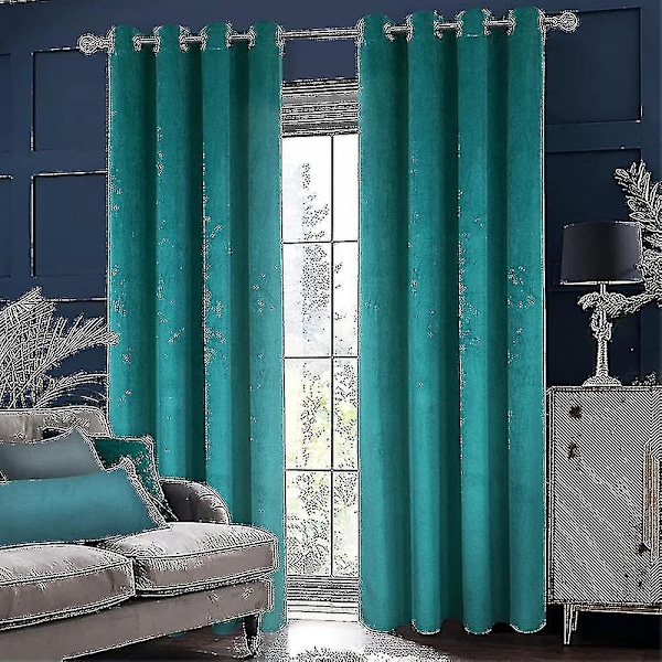 Luksuriøse termisk isolerede gardiner, tykke, solide, effektive mørklægningsgardiner - Perfekt Green W 39x H 55 100cm*140cm