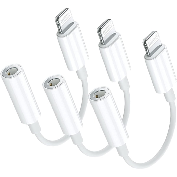 Lightning til 3,5 mm hodetelefonadapter - 3-pakning - Perfet