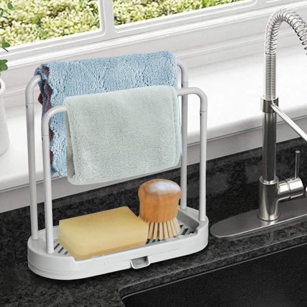 Kjøkkensvampholder Kluthenger, servantstativ for svamp, oppvaskklut, klut, børste (grå) - Perfet