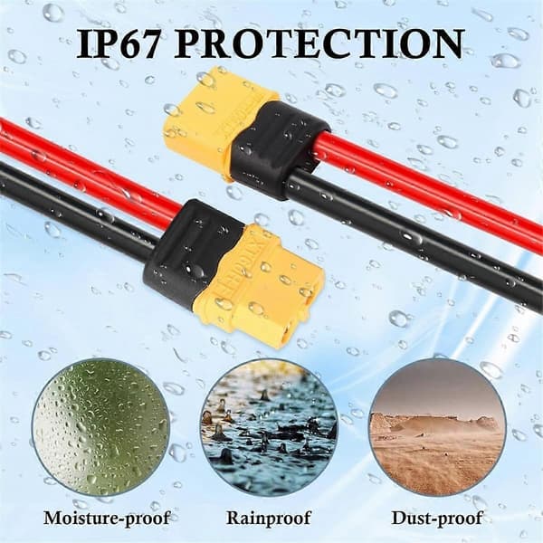 2 STK. XT60 Forlængerkabel 12AWG 30 cm XT60 til XT60 Kabel med Han til Hun Stik til Solpanel RC Batteri-Perfet