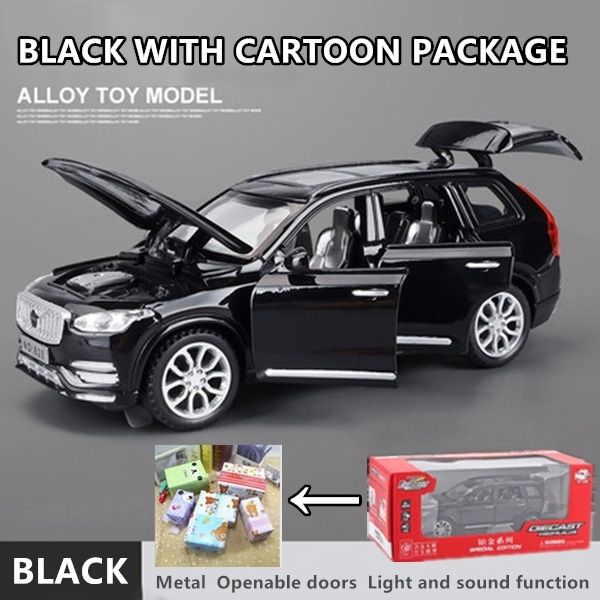 1:32 Volvo XC90 Diecast Cars Model Leksak Öppningsbara dörrar Dra tillbaka Musik Lätt billeksaker för Barn - Perfet Black with box