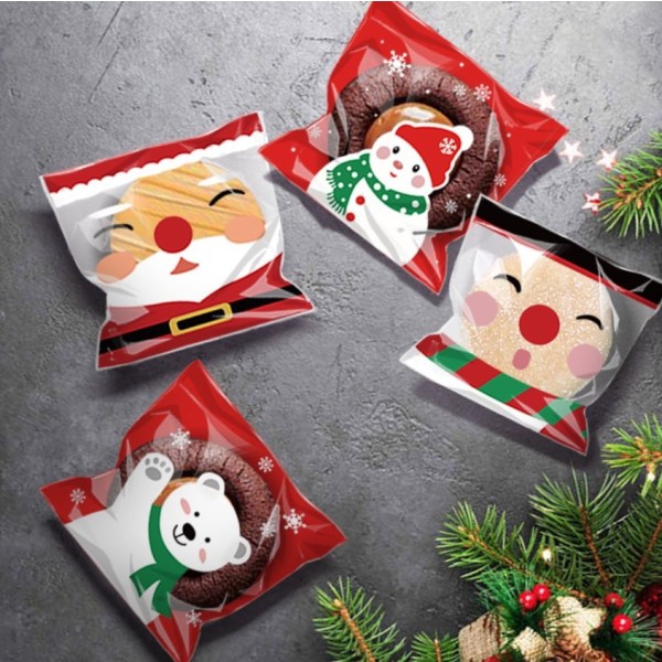 200 stykker julegodteripose Snack Cookie Bag Snowman Bear Gif - Perfet