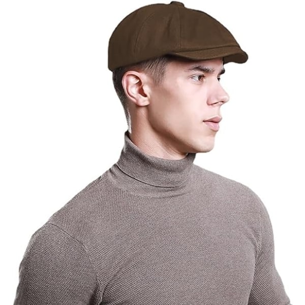 Flat caps for menn, vintage Basker Cotton Cap for kvinner, Irish Peaky Newsboy-hatter, justerbar flat cap (kaffefarge) - Perfet