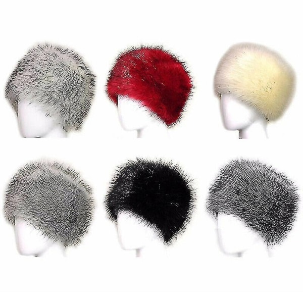 fluffig fuskpäls för kvinnor rysk hatt dam Tjock fluffig skidkepsar varma vintermössor - Perfet Light Gray