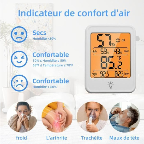 Digital Hygrometer, inomhustemperatur och luftfuktighetstermometer - Perfet