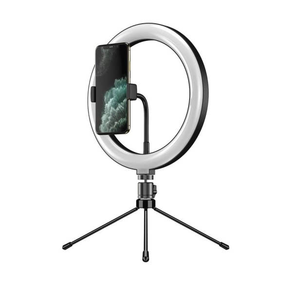 TikTok LED Selfie-lampa 26 cm med stativ - - Perfet Black Svart